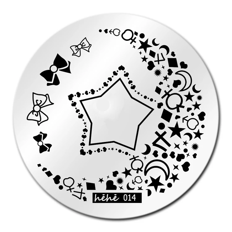 Moon Nail Art Stamping Template Image Plate 4 Bow hehe014 Nail Stamping Plates Manicure Stencil Set For Nail Tool Stamping