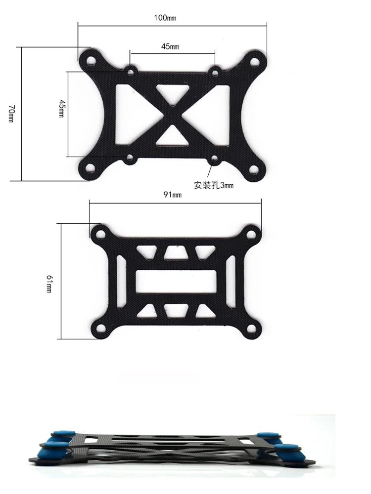 Accesorios de modelo de avión de dron Tarot rc, amortiguador de Control de vuelo de fibra de vidrio, placa de absorción de impacto para Apm 2,8 Pixhawk Naza Lite