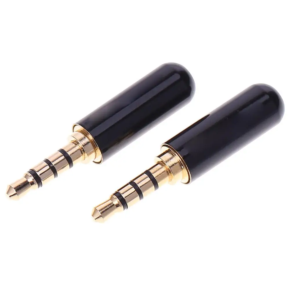 2pcs 3.5mm 1/8in TRRS 4-Pole Male Plug Adapter for DIY Headset Dual Track Repair Headphone Earphone Cable Connector