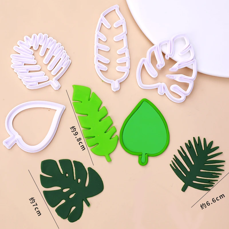 4pcs/set of Leaf Mold Clay Polymer Plant Leaf Printing Cutting Die DIY Ceramic Clay Sculpture Tropical Leaf Modeling Tool