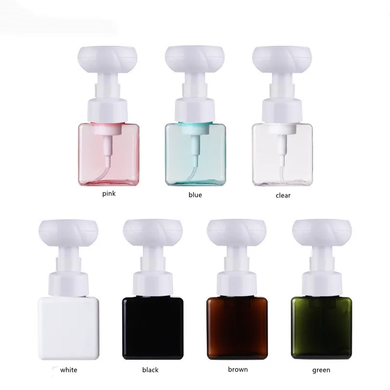 250ML Soap Bottle Foaming Lotions Refillable Bottle Flower Pump Head Soap Shampoo Cosmetic Square Simple Creative Empty Bottle