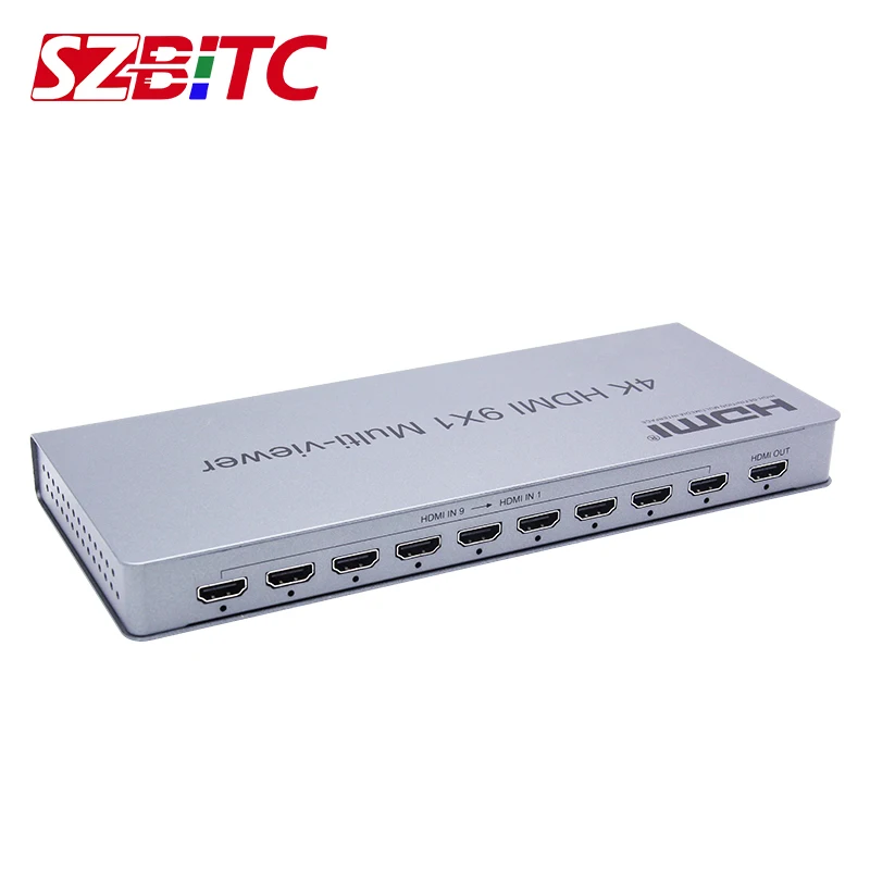 SZBITC 4K HDMI 9x1 Multi-viewer HDMI Switcher 9 in 1 out Konverter Pembagi Layar IR Beralih Mulus dengan Remote Control