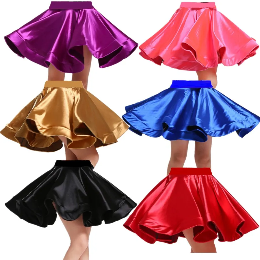 New Kids Girls Velvet Latin Dance Dresses Gymnastics Dancewear Tango Salsa Costume Big Circle Ballroom Skirt For Girls