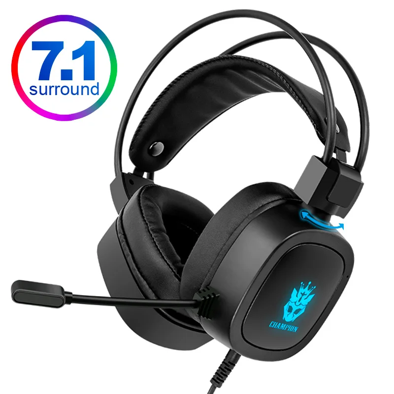 KINGSTAR 7.1 Headphone Gaming 3.5Mm Earphone Berkabel Lampu RGB Headset Gamer Noise Cancelling dengan Mikrofon untuk Laptop PC