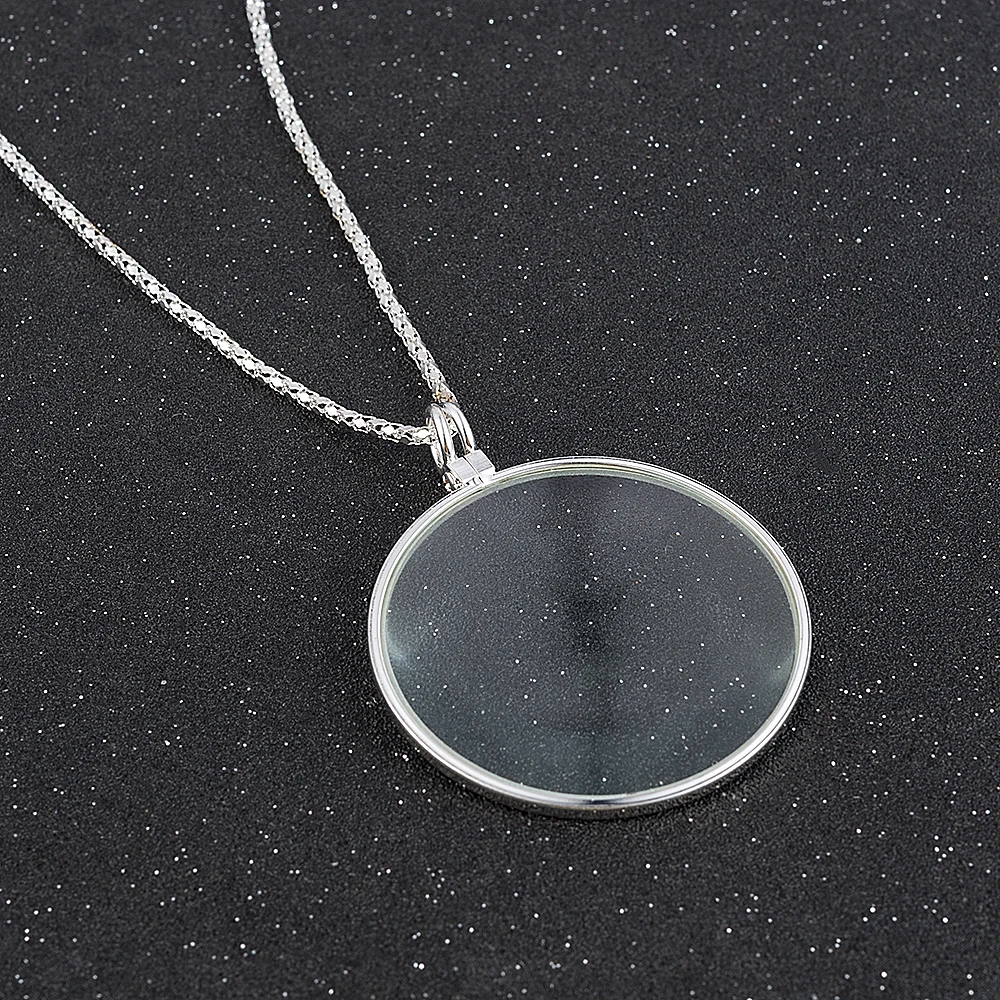 Magnifier Round Reading Magnifying Glass Lens Pendant Chain Necklace Fashion Gift