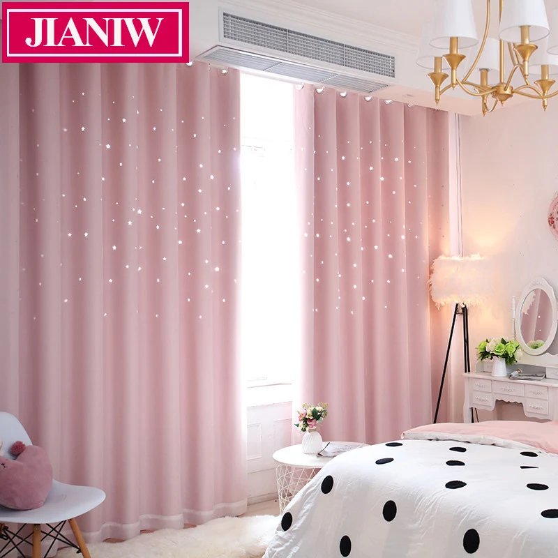 

JIANIW полые звезды теплоизолированные светонепроницаемые шторы для гостиной спальни окна драпировки жалюзи сшитые с белой вуали