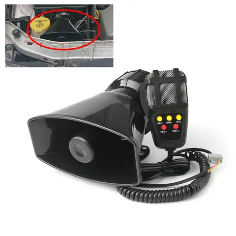 12V 100/80W 자동차 경적 및 오토바이 사이렌 – 차량, 트럭, 경찰, 소방관용 경고 경보 확성기 (5/7가지 소리 지원)
