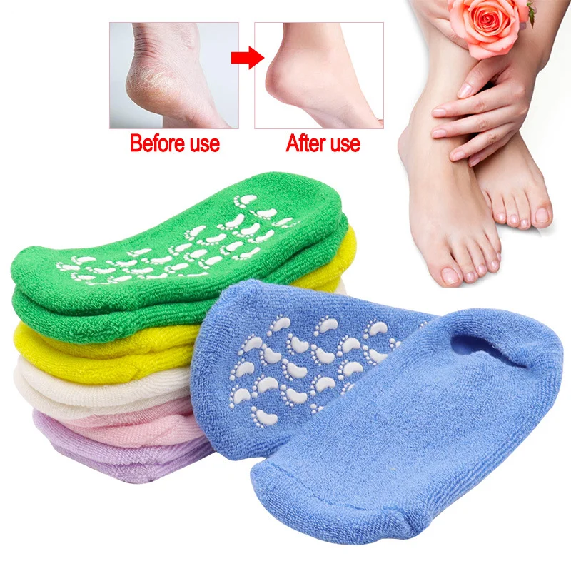 2pc Foot Care Spa Moisturizing Gel Socks Exfoliating Dry Cracked Soft Skin Sock Pedicure Hard Heel skin Protector Repairing