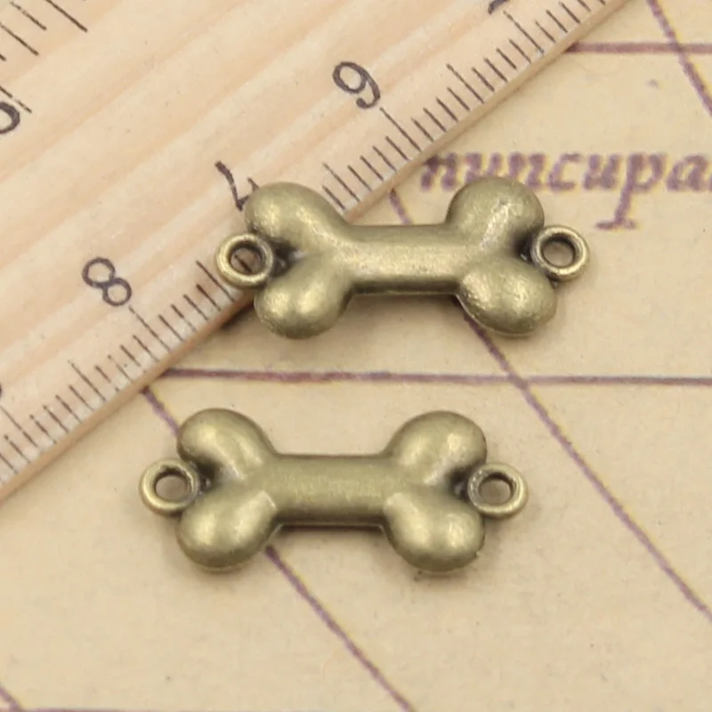 20pcs Charms Dog Bone Connector 22x10mm Tibetan Bronze Silver Color Pendants Antique Jewelry Making DIY Handmade Craft