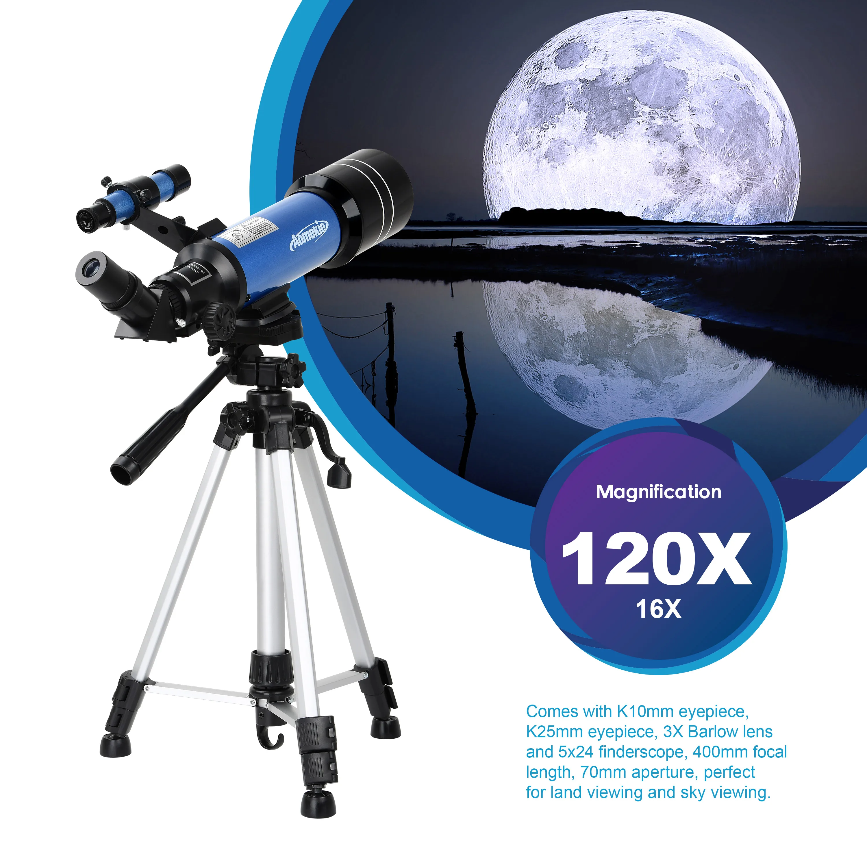 F4007  Monocular Space Astronomical Telescope With High Tripod Backpack Terrestrial Space Telescope Gift For Moon Watching