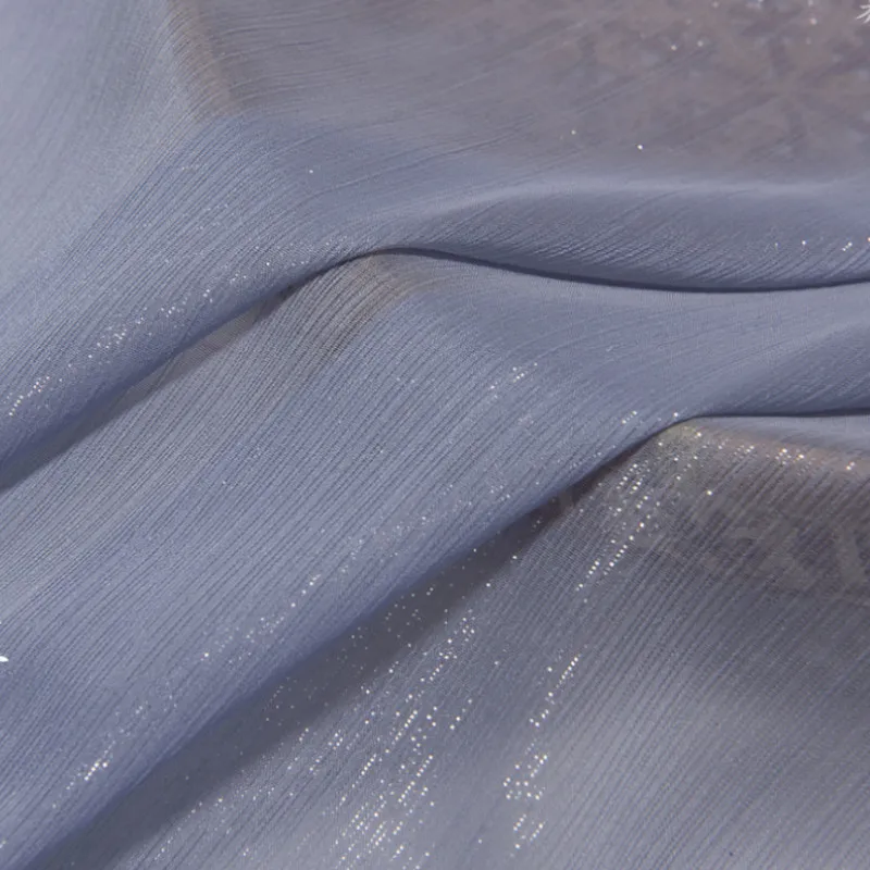 3/5/10m Sparkly Crinkle Sheer Chiffon Fabric Crepe Shiny Draping Tulle Cloth Material For Shirts or Dress,By the Meter