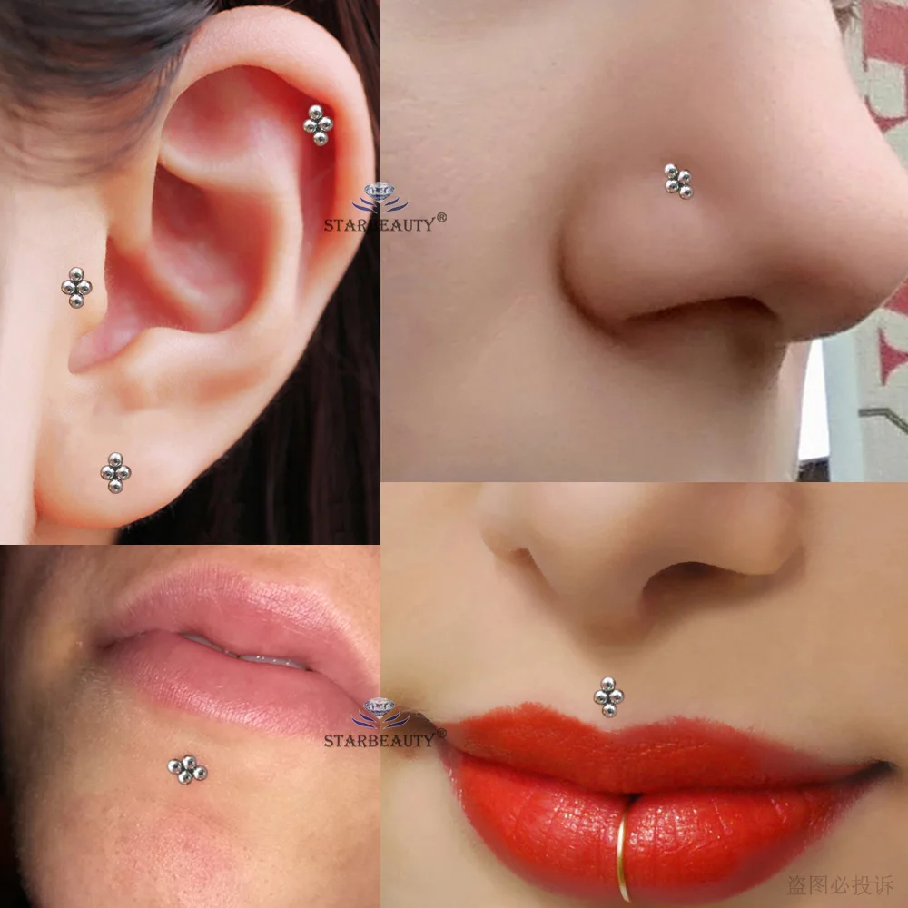 2Pc 1.2x6/8mm Rod Mini Ball Cross Nose Ring Stud Earrings Bar Labret Lip Helix Piercing Tragus Cartilage Lobe серьги Ear Jewelry