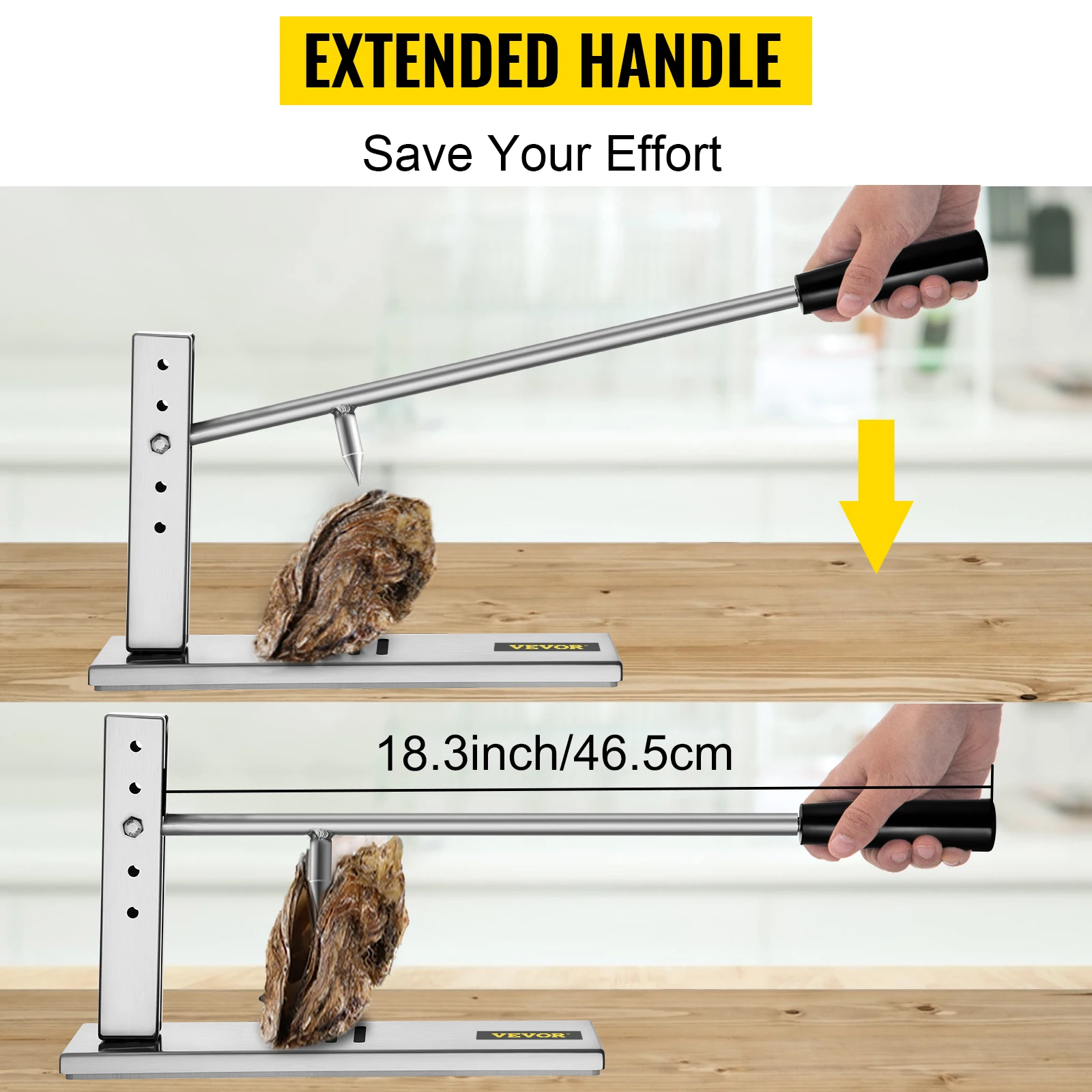 VEVOR หอยนางรม Shucker เครื่องปรับความสูงเครื่องมืออาหารทะเล W/ขยายสแตนเลสเปิดหอย Clam ในบุฟเฟ่ต์