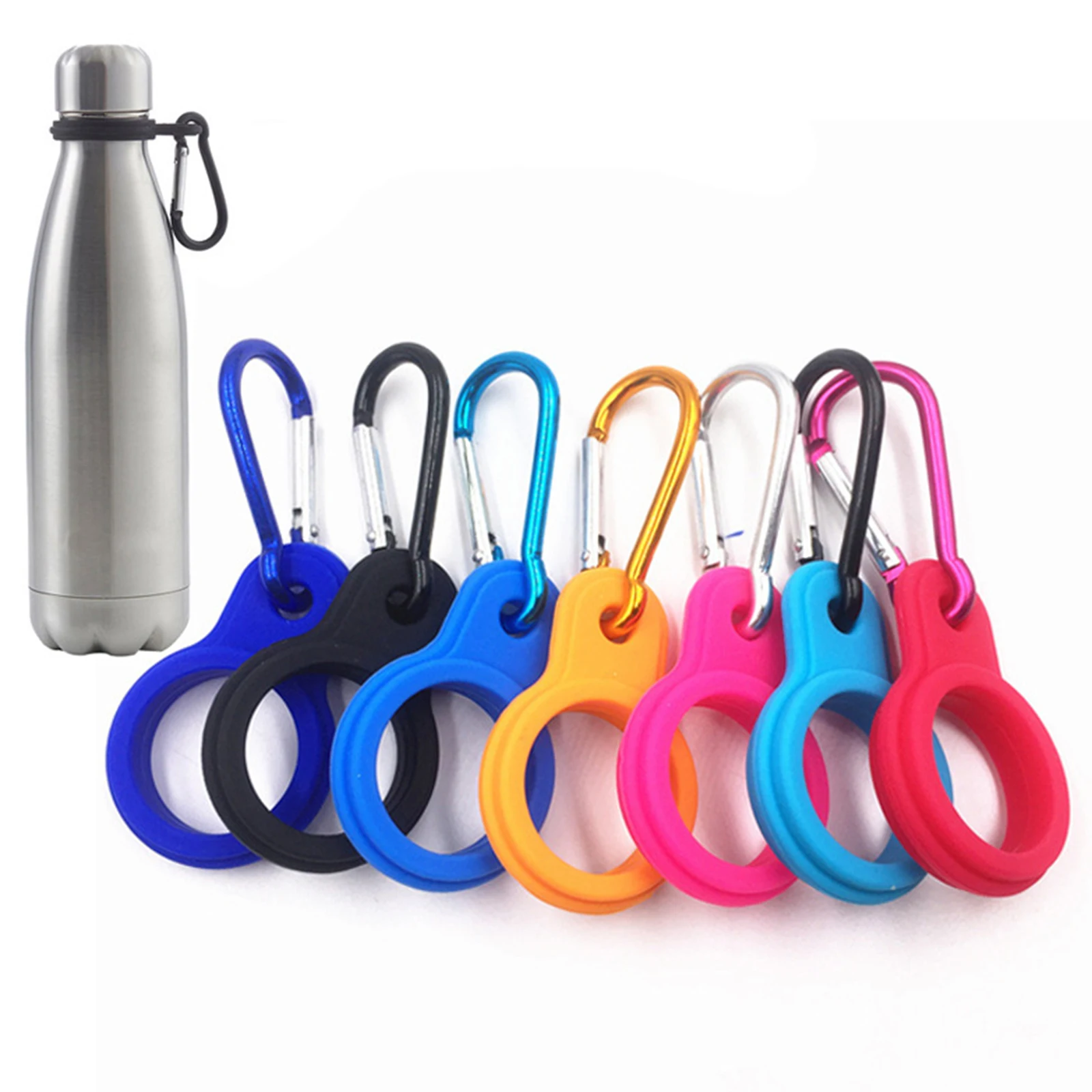 Premium Silicone Ring Water Bottle Buckle Carabiner Clip Drink Bottle Holder Hook  for Traveling Fishing Outdoor Camping Hiking