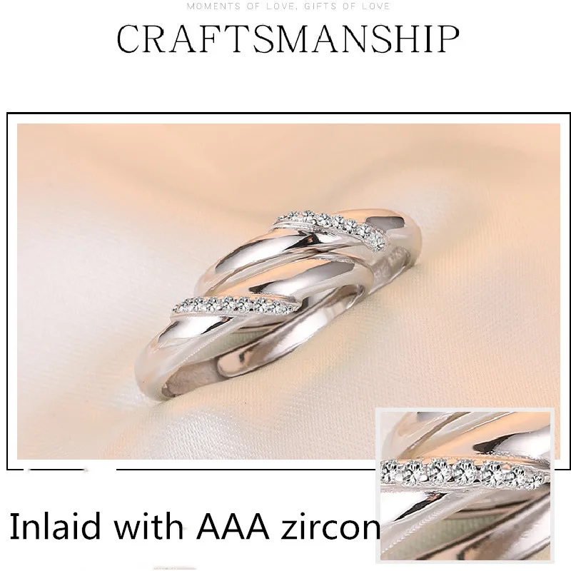 Koreaanse Versie Van Creative Accessoires S925 Sterling Zilver Ingelegd Aaa Zirkoon Paar Ring Mannen En Vrouwen Een Paar Mode