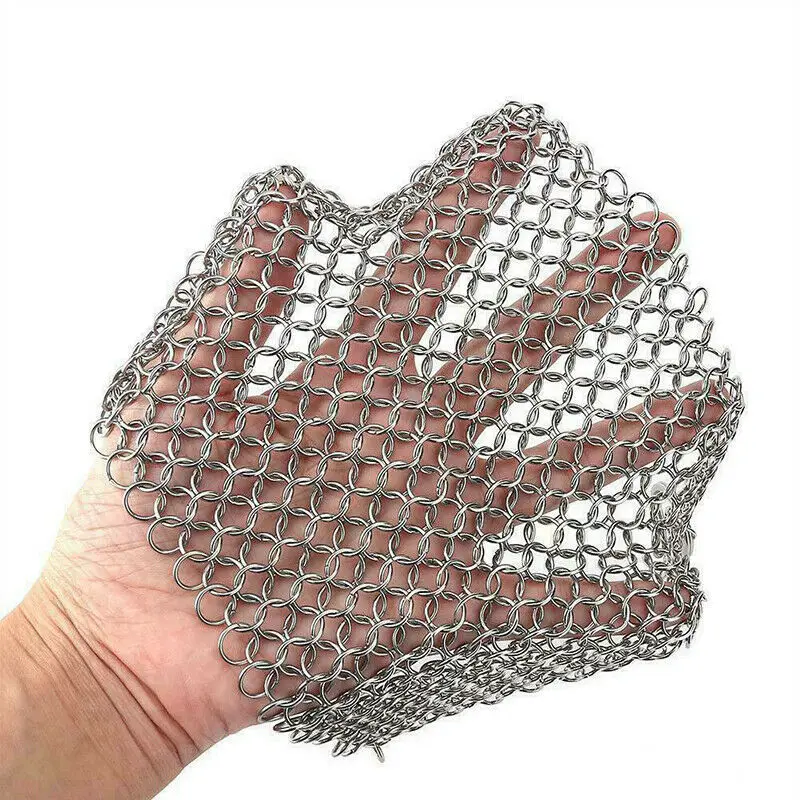 

1 Pcs Stainless Steel cleaning brush Finger Cast Iron Cleaner Chain Mail Palm Brush Scrubber Brush Kitchen Wash Tool