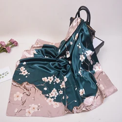 90*90cm ipek eşarp kadın moda ofis bayan fular kare kafa kız şal Wrap susturucu Pareo bandana kadın şifon başörtüsü