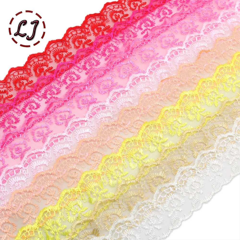 New arrived 10yd/lot Embroidered Net Lace Fabric Trim Ribbon Wedding Craft For Unilateral DIY Handicraft Home Party Decorations