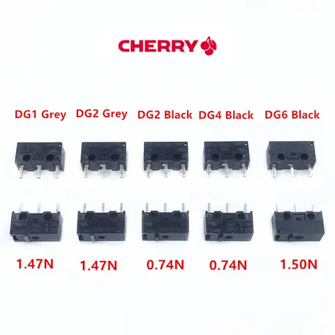 체리 마우스 마이크로 스위치, 블랙 그레이 골드 합금, DG1, DG2, DG4, T85, 0.74N, 1.47N, DG6, 1.50N, 10 개/로트