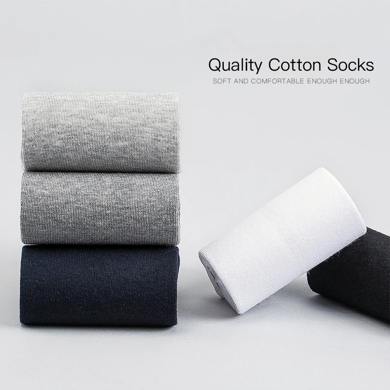 HSS Wholesale 50Pairs Men\'s Cotton Socks Black Business Men Socks Soft Breathable Summer Winter for Male Sock Plus Size (6.5-14)