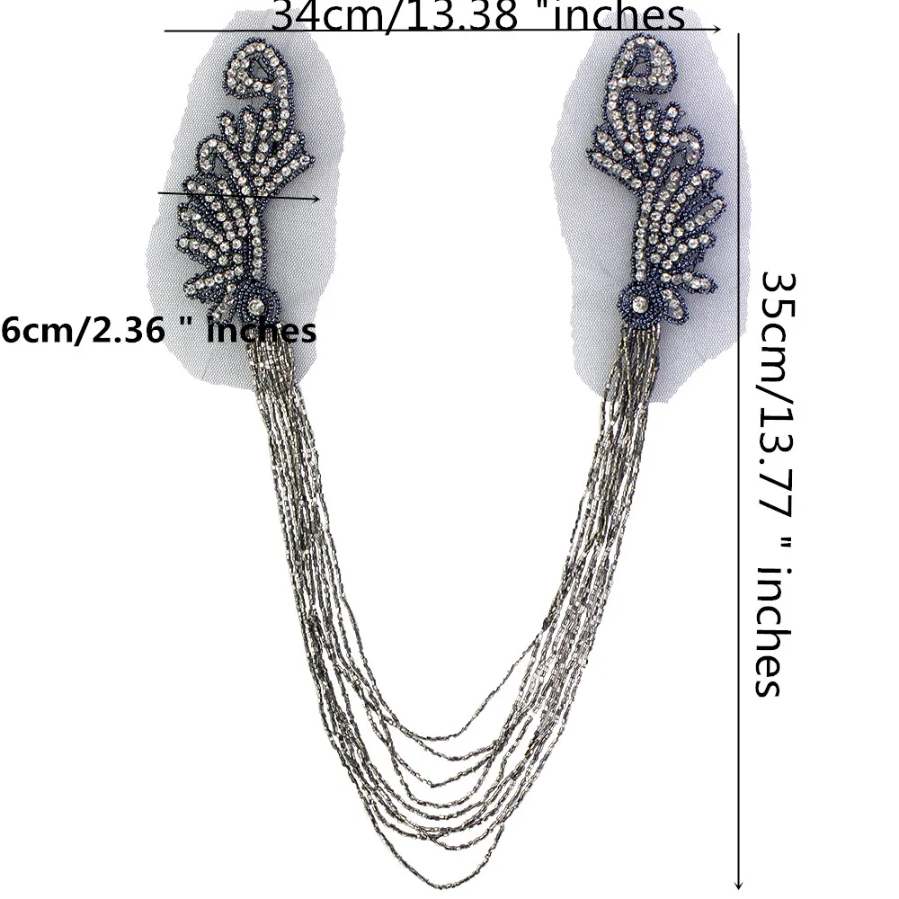 Handmade Epaulette Beading Tassel Rhinestones Crystal Floral Shoulder Epaulettes Patches Blazer Accessories 2 pieces