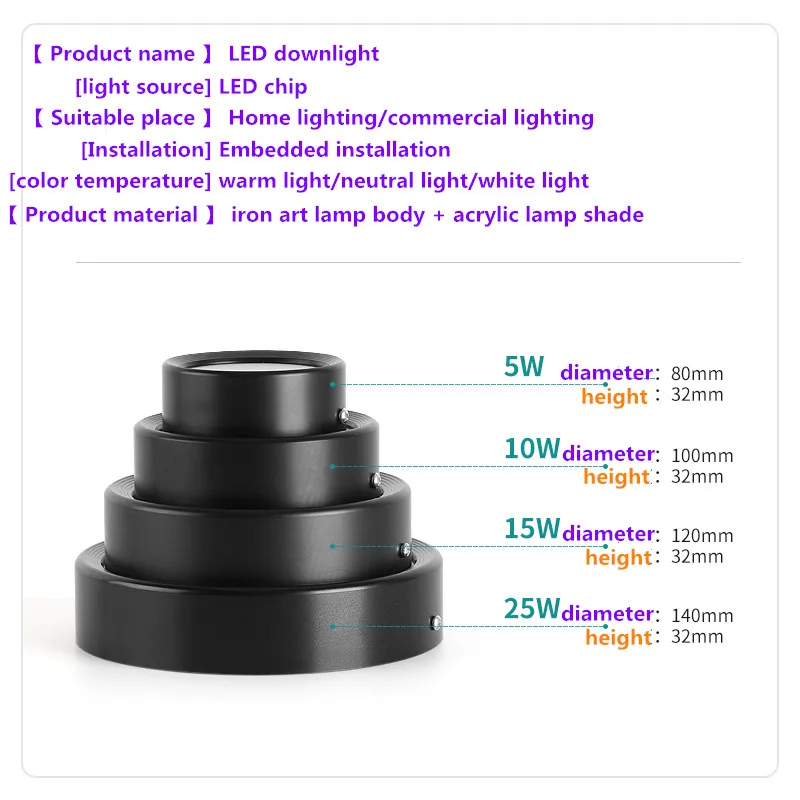 Ultra-thin surface mounted downlight led small ceiling light round free-opening aisle light entrance hallway light entrance ceil
