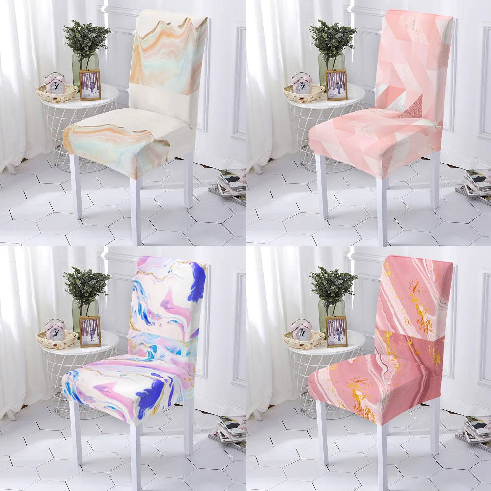 

Pink Texture Stretch Chair Covers Dinner Room Anti-Dirty Kitchen Seat Cover 1Pc High Living Spandex Chair Slipcover Chairs Ki