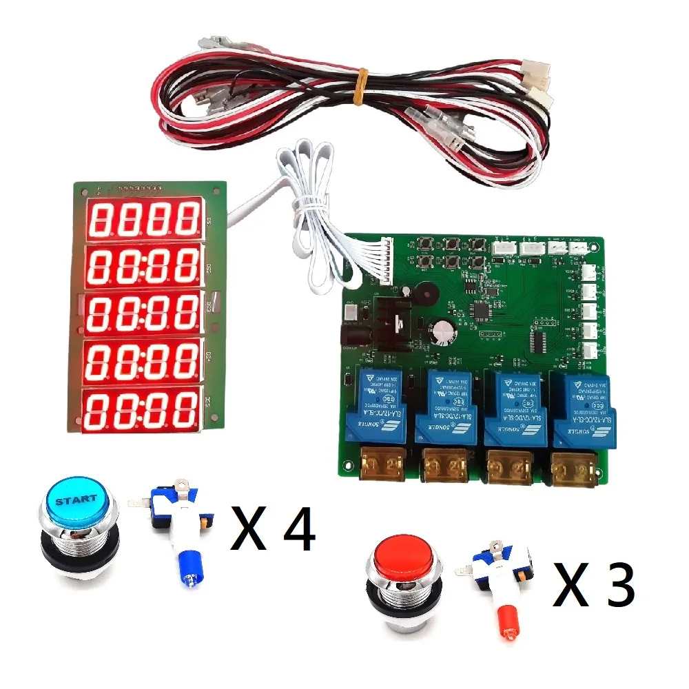 4 Channel Timer Board Inbuilt Counter with buttons for Bill Acceptor Coin Acceptor, Relay Time Control PCB for Washing Machine