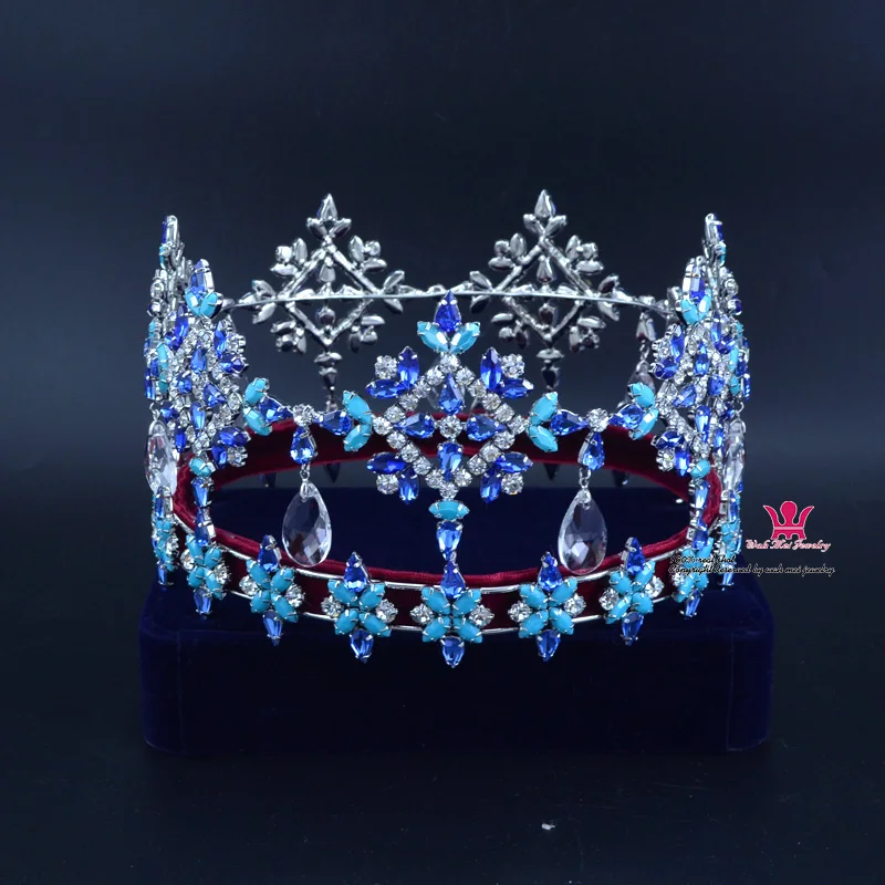 02222S Global high-end full rear crown headdress pendant crystal rhinestone handmade hair accessories Miss World pageant crown