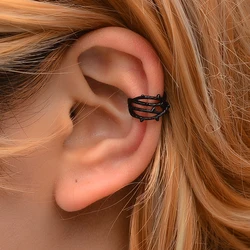 Black Golden Silver Plated Simple Retro U-shape Branch Intersect Hollow Double C Alloy Ear Cuff Clip Earrings for Women & Men