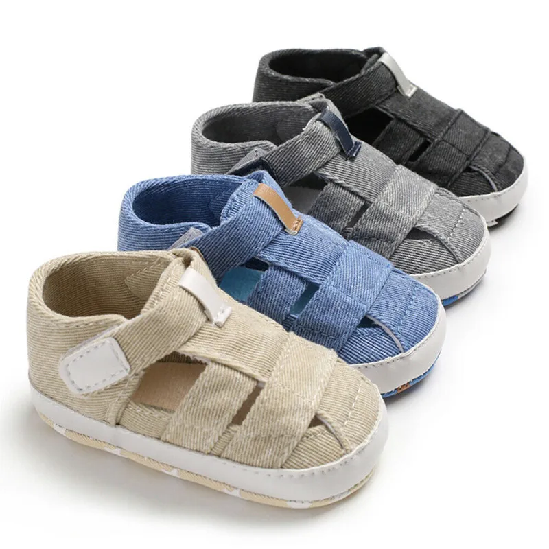 Summer Fashion Baby Sandals Toddler Infant Hollow Soft Crib Sole Canvas Shoes Little Boys Kids Prewalker First Sandals Clogs