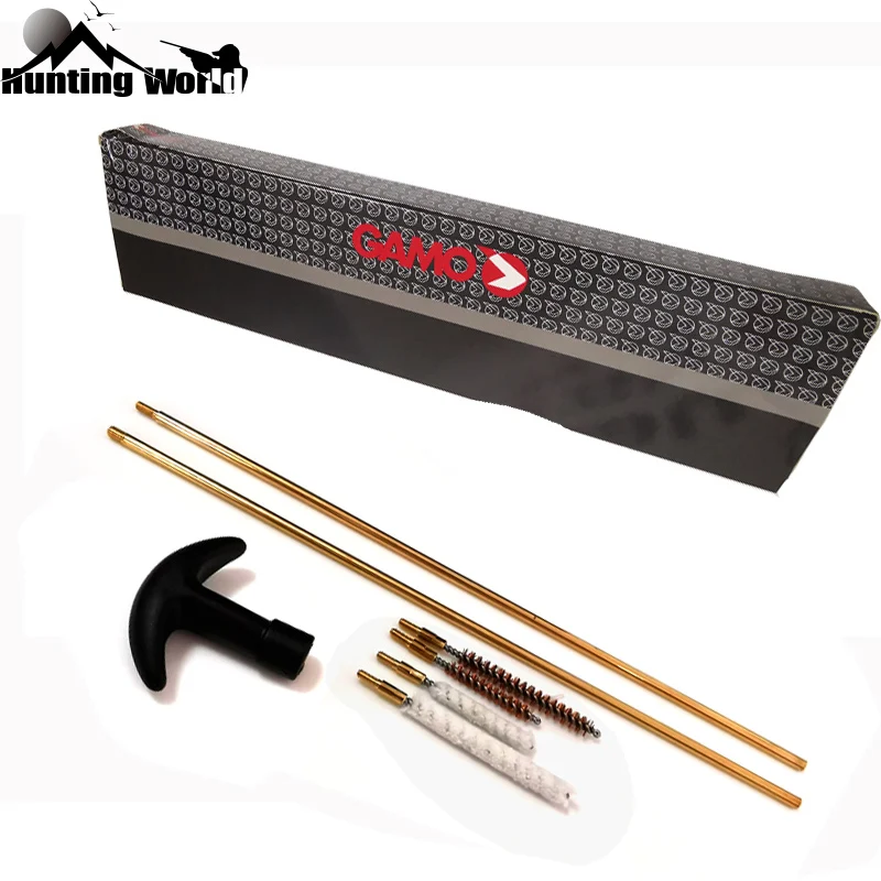 GAMO-Kit de limpieza de Rifle de aire táctico, 4,5mm, 5,5mm, cepillo de alambre de limpieza de barril, fregonas de lana para caza, 177, 22 Rifles y