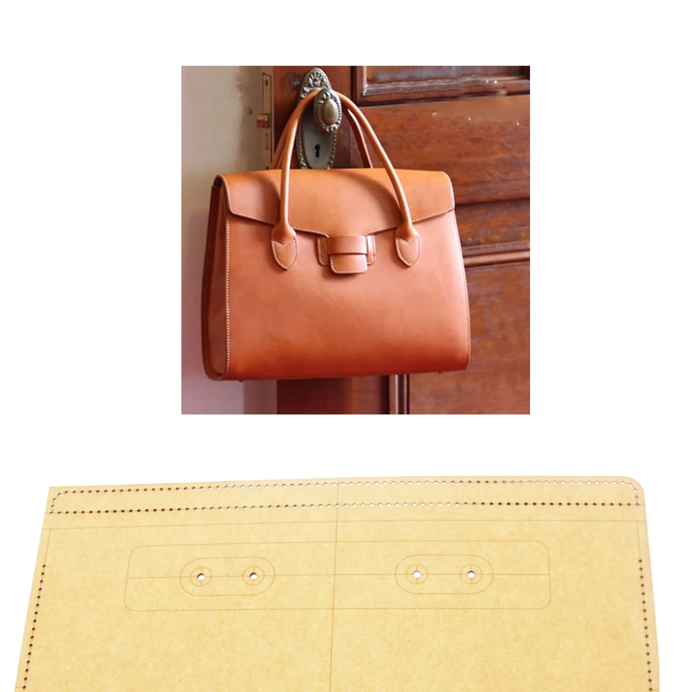 

DIY leather craft women handbag suitcase 500gsm kraft paper die cutting sewing template hollowed stencil 41x32x14cm