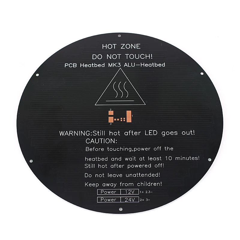 

Dual Power 12V 24V 220mm OD 3D printer aluminum plate round MK3 hot bed Alu heatbed for Delta Rostock Kossel Mini 3D Printer