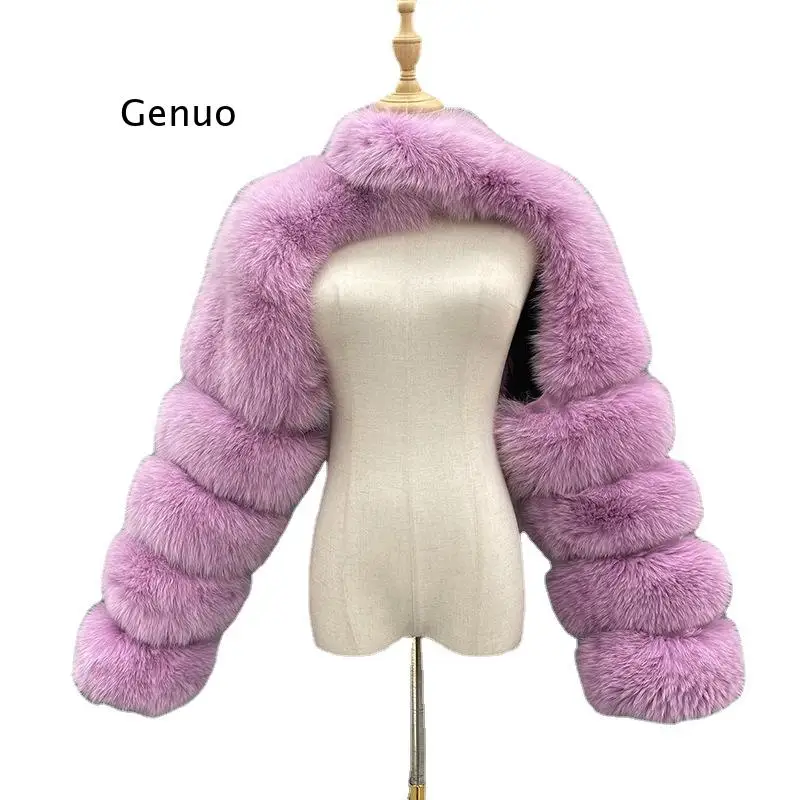 

Fashion Winter High Quality Short Faux Fox Fur Coat Women 2021 Vintage Long Sleeve Warm Mink Slim Jackets Furry Coat Femme Top