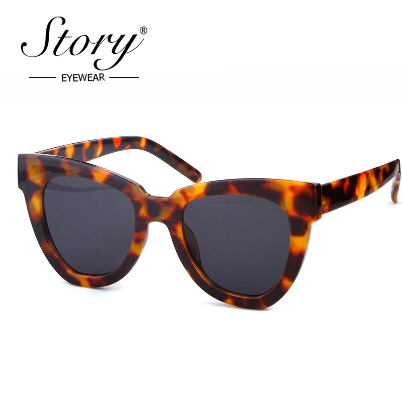 

STORY 2019 Vintage Retro Cat Eye Sunglasses Brand Designer Sexy Leopard Big Frame Oceans Sun Glasses Cateye Shades For Femal