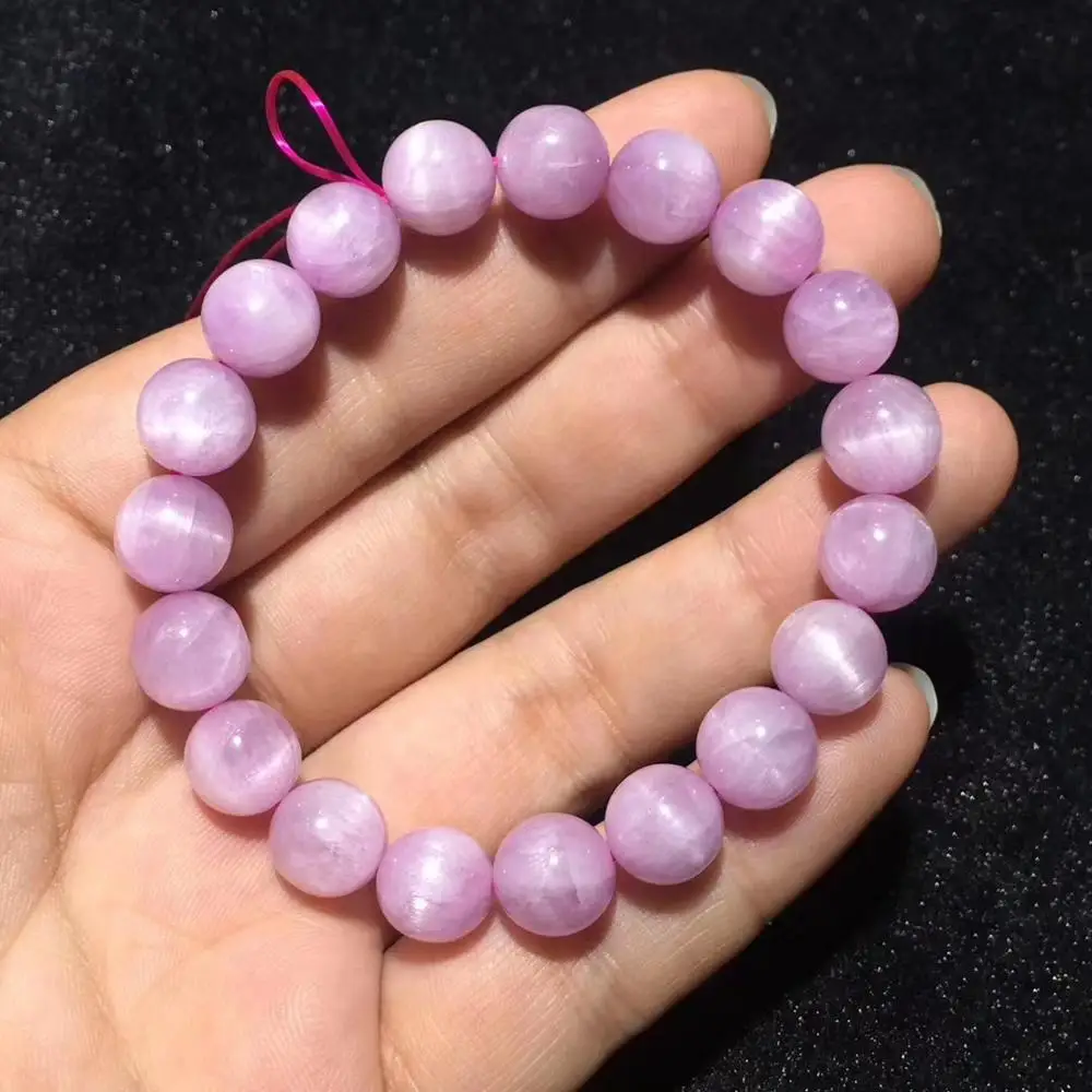 Natural Purple Kunzite Cat Eye Bracelet Rare Kunzite Round Beads Jewelry Women Men Beads 7mm 8mm 9mm 10mm 11mm 12mm AAAAAA