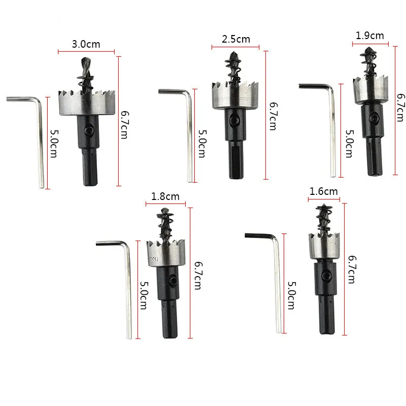 

5pcs high speed steel silver hole drill bit stainless steel hole cutter metal sheet reamer 16-30mm