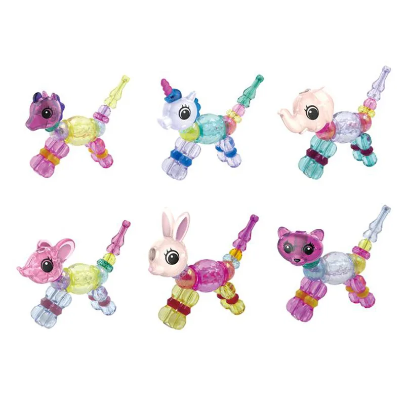 Magic Animal Unicorn Shape-Shifting DIY Bracelets Toys Magic Pets Beads Hangings Girls DIY Transformation Bracelet Necklace Toy