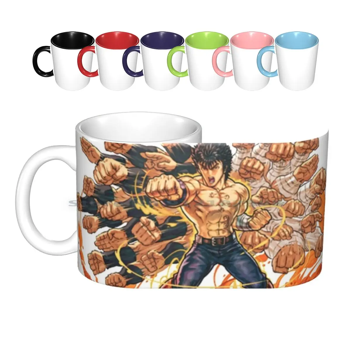 Kenshiro Ceramic Mugs Coffee Cups Milk Tea Mug Fist Of The North Star Anime Manga Strong Martial Arts Luffy Saitama Chibi