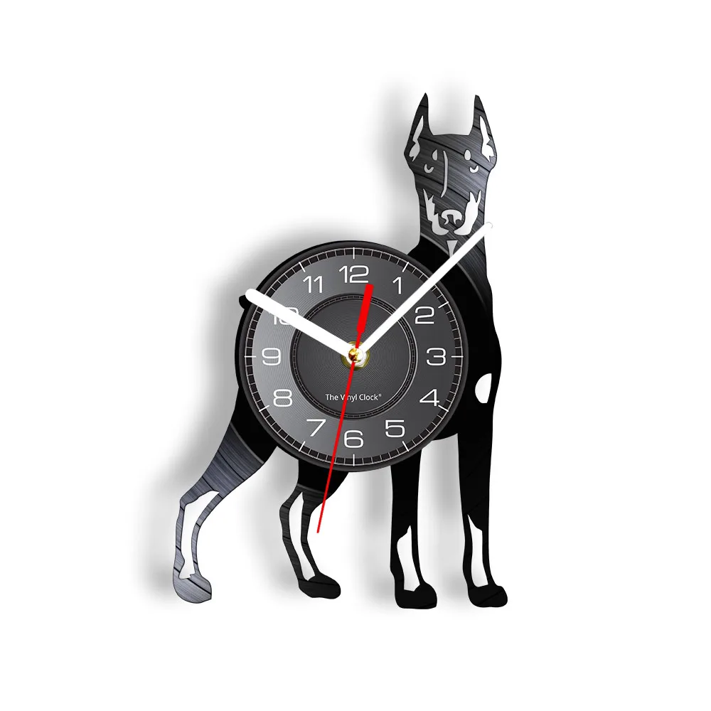 Doberman Pinscher Puppy Laser Cut Out Vinyl Record Wall Clock Fierce Dobermann Police Dog Home Decor Retro Album Disk Watches