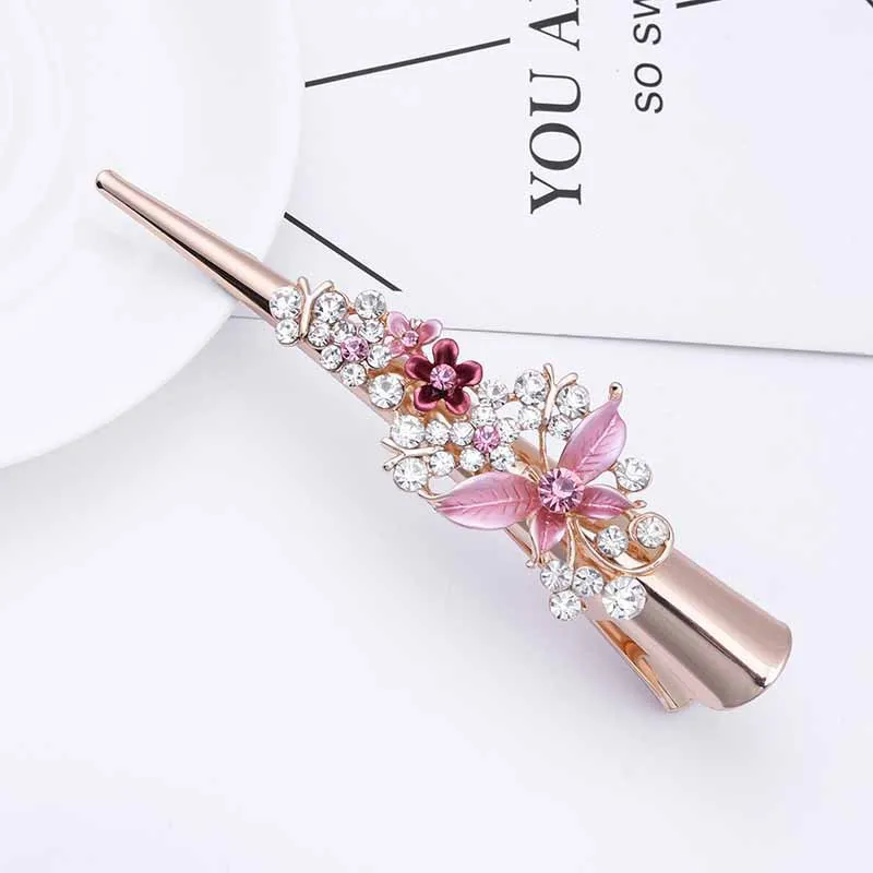 Flower Rhinestone Women Hair Accessories  Beautiful Floral Hair Clip Girls Hair Pins Sweet Wedding Headwear Crystal Barrette