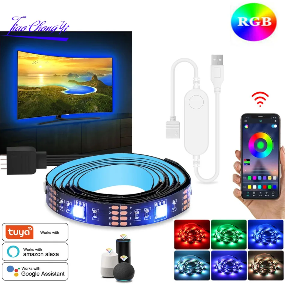 

Tuya WiFi smart APP USB controller 5050 RGB LED stirp DC5V Work with Alexa Google Voice APP Control TV PC BackLight