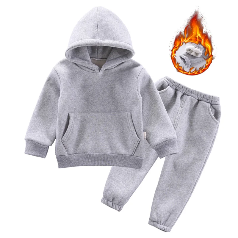 New Autumn Winter Fashion Baby Boys Girls Clothes Children Thicken Hoodies Pants 2Pcs/Set Toddler Sports Costume Kids Tracksuits