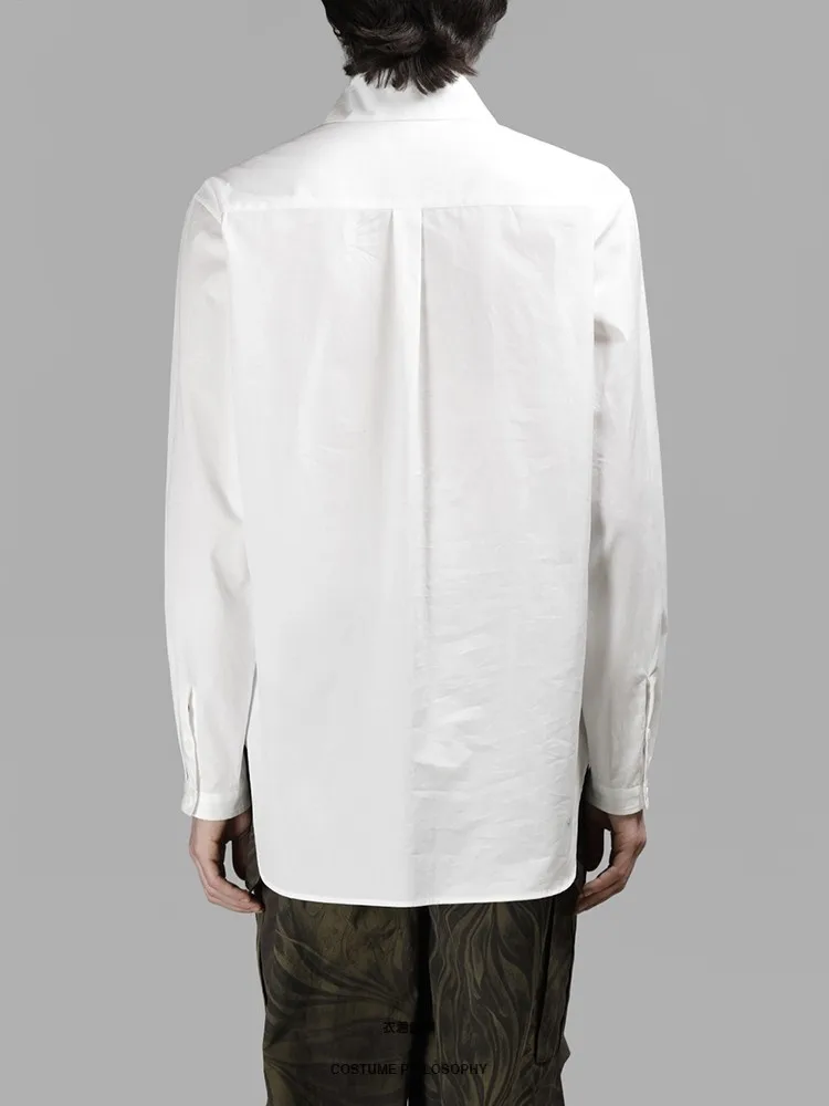 

Men's Long Sleeve Shirt Spring And Autumn New White Irregular Serrated Collar Design Personality Large Size Leisure Clothing