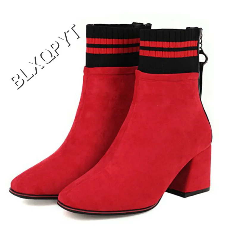 Customized Hand Made Women Fashion Botas Mujer Short Zapatos Mujer Booties Ankle Zipper SOCK High Heels 7cm Boots Shoes DZ-66