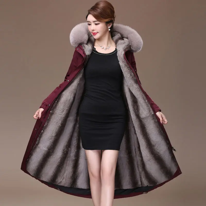 Women Winter Parkas 2022 New Female Premium Quality Overcoat Thicken Fashion Coat Imitate Fox Fur Collar Long Jacket A576