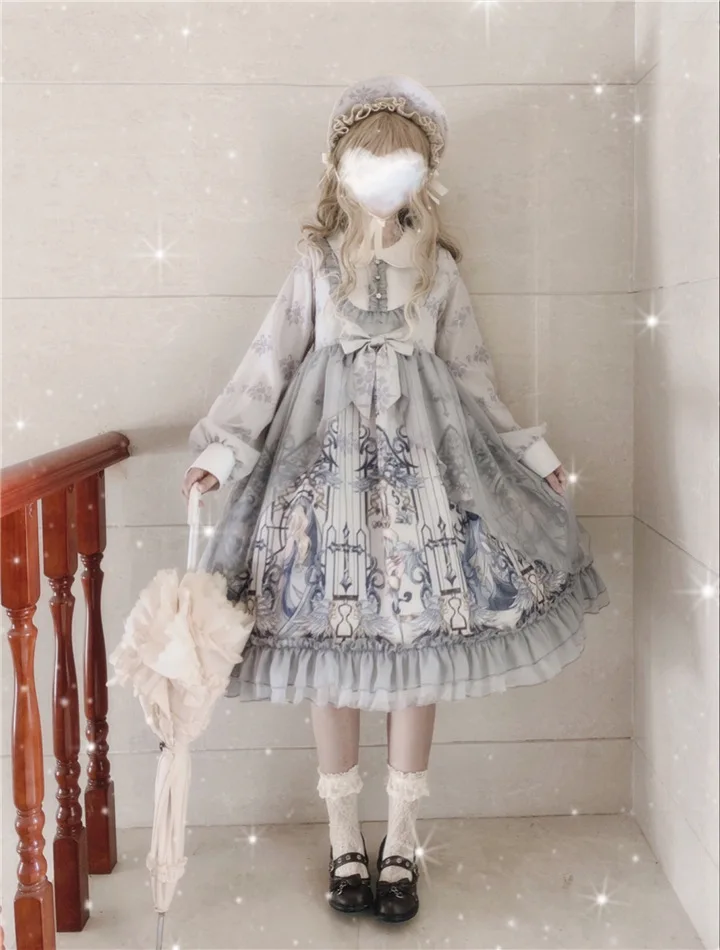 Robe princesse lolita pour filles, style rétro, col de poupée, taille haute, victorienne, kawaii, gothique, lolita op loli, cosplay