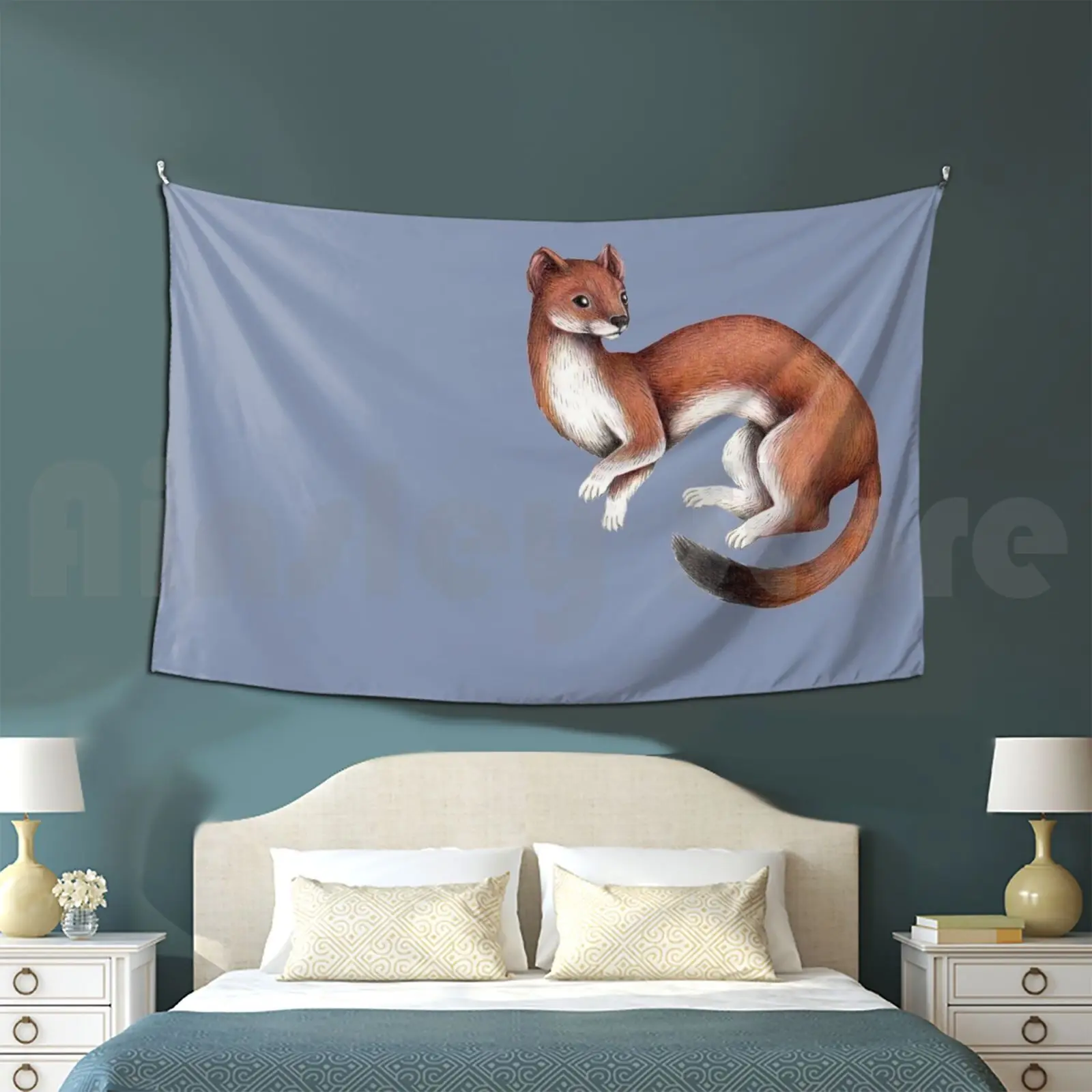 Ermine Tapestry Living Room Bedroom Ermine Stoat Animal Animal Artist Animal Art Forest Forest Animal Forestcore