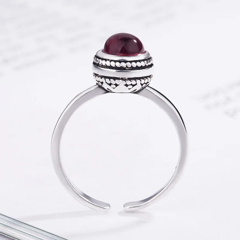 2023 New Arrival Elegant Red Agate Stone Thai Silver Ladies Wedding Ring Jewelry For Women Gift Never Fade